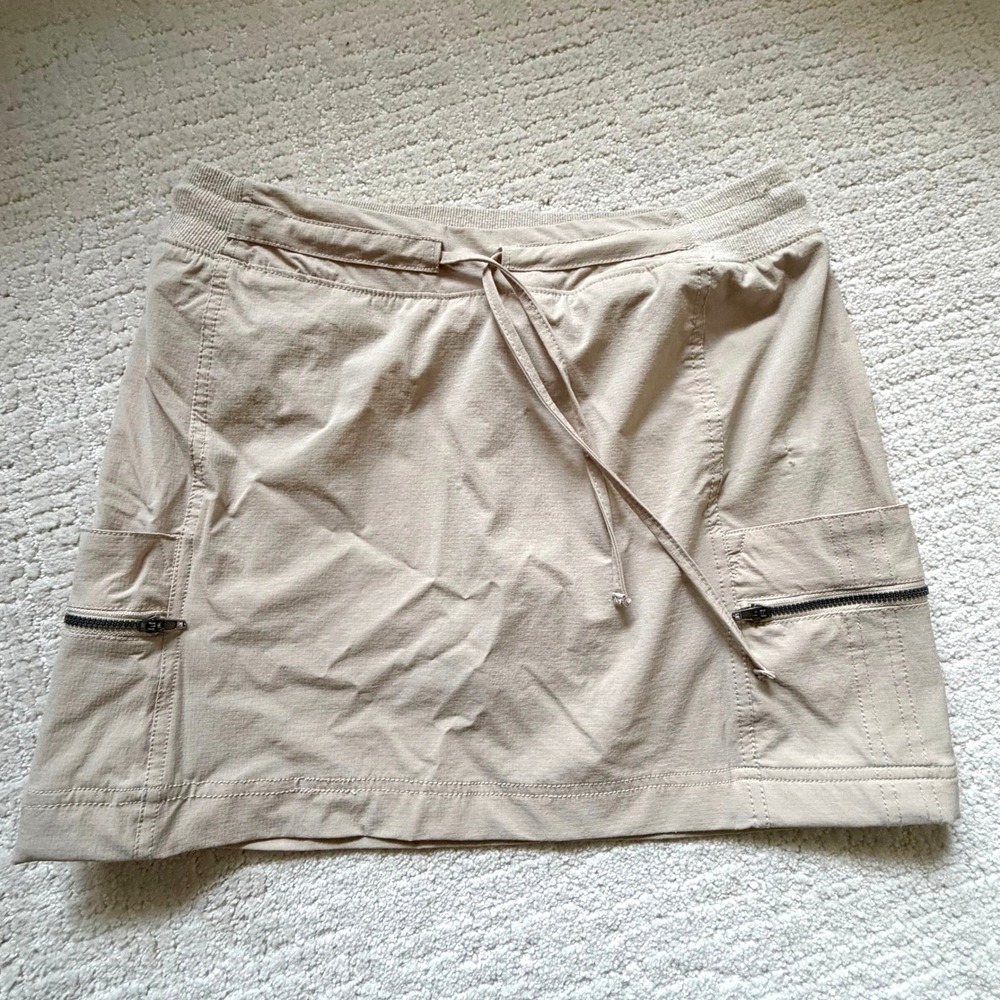 Tangerine Womens Active Skort Tan Khaki Cargo Zip Pocket Athletic‎ Skirt Small